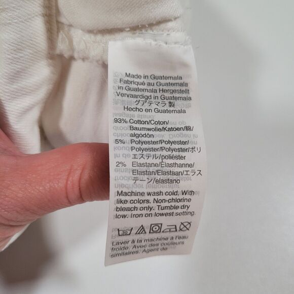 White High Rise Straight Leg Cropped Raw Hem Jeans Casual Denim - Picture 11 of 13